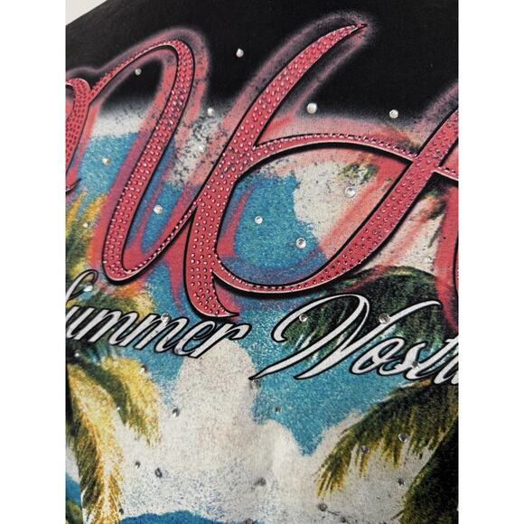 NEW Duaa Streetwear Biker Summer Nostalgia Forever Young Tshirt Tee Rhinestone L - Picture 5 of 6